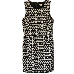 J. Crew Factory Sleeveless Geo Print Dress - Black/White - 10